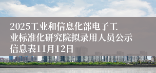 2025工业和信息化部电子工业标准化研究院拟录用人员公示信息表11月12日