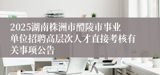 2025湖南株洲市醴陵市事业单位招聘高层次人才直接考核有关事项公告
