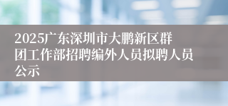 2025广东深圳市大鹏新区群团工作部招聘编外人员拟聘人员公示