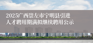 2025广西崇左市宁明县引进人才聘用期满拟继续聘用公示