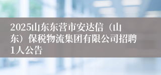 2025山东东营市安达信(山东)保税物流集团有限公司招聘1人公告