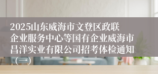 2025山东威海市文登区政联企业服务中心等国有企业威海市昌洋实业有限公司招考体检通知（一）