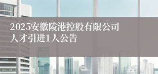 2025安徽陵港控股有限公司人才引进1人公告