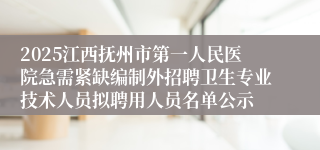 2025江西抚州市第一人民医院急需紧缺编制外招聘卫生专业技术人员拟聘用人员名单公示