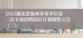 2025湖北恩施州事业单位第二次专项招聘岗位计划调整公告(三)