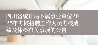四川省统计局下属事业单位2025年考核招聘工作人员考核成绩及体检有关事项的公告
