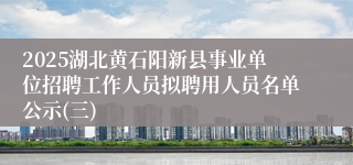 2025湖北黄石阳新县事业单位招聘工作人员拟聘用人员名单公示(三)