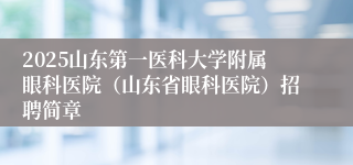 2025山东第一医科大学附属眼科医院(山东省眼科医院)招聘简章