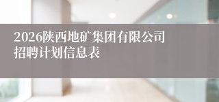 2026陕西地矿集团有限公司招聘计划信息表