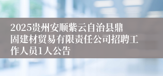 2025贵州安顺紫云自治县鼎固建材贸易有限责任公司招聘工作人员1人公告