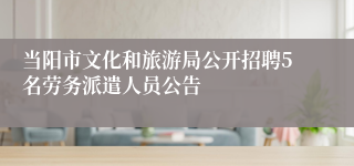 当阳市文化和旅游局公开招聘5名劳务派遣人员公告