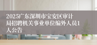 2025广东深圳市宝安区审计局招聘机关事业单位编外人员1人公告
