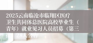 2025云南临沧市临翔区医疗卫生共同体总医院高校毕业生（青年）就业见习人员招募（第三批）28人公告