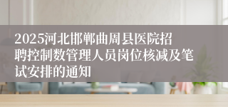 2025河北邯郸曲周县医院招聘控制数管理人员岗位核减及笔试安排的通知