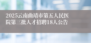 2025云南曲靖市第五人民医院第三批人才招聘18人公告