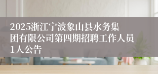 2025浙江宁波象山县水务集团有限公司第四期招聘工作人员1人公告