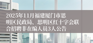 2025年11月福建厦门市思明区民政局、思明区红十字会联合招聘非在编人员3人公告