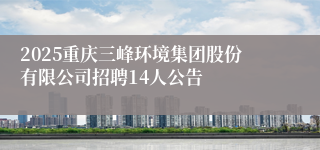2025重庆三峰环境集团股份有限公司招聘14人公告