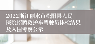 2022浙江丽水市松阳县人民医院招聘救护车驾驶员体检结果及入围考察公示