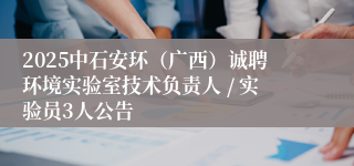 2025中石安环（广西）诚聘环境实验室技术负责人 / 实验员3人公告