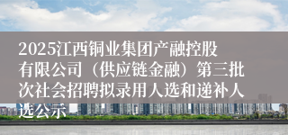 2025江西铜业集团产融控股有限公司（供应链金融）第三批次社会招聘拟录用人选和递补人选公示