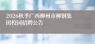 2026秋季广西柳州市柳钢集团校园招聘公告