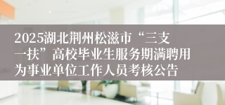 2025湖北荆州松滋市“三支一扶”高校毕业生服务期满聘用为事业单位工作人员考核公告