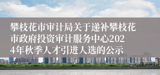 攀枝花市审计局关于递补攀枝花市政府投资审计服务中心2024年秋季人才引进人选的公示