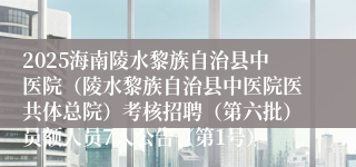 2025海南陵水黎族自治县中医院（陵水黎族自治县中医院医共体总院）考核招聘（第六批）员额人员7人公告（第1号）