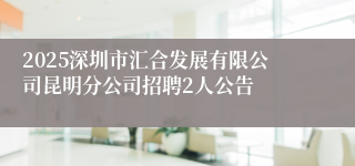 2025深圳市汇合发展有限公司昆明分公司招聘2人公告