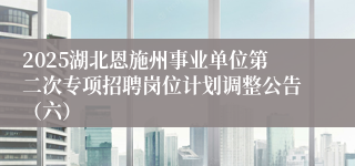 2025湖北恩施州事业单位第二次专项招聘岗位计划调整公告(六)