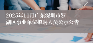 2025年11月广东深圳市罗湖区事业单位拟聘人员公示公告