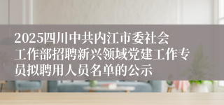 2025四川中共内江市委社会工作部招聘新兴领域党建工作专员拟聘用人员名单的公示