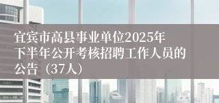 宜宾市高县事业单位2025年下半年公开考核招聘工作人员的公告(37人)