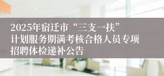 2025年宿迁市“三支一扶”计划服务期满考核合格人员专项招聘体检递补公告