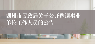 湖州市民政局关于公开选调事业单位工作人员的公告
