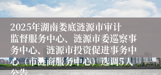 2025年湖南娄底涟源市审计监督服务中心、涟源市委巡察事务中心、涟源市投资促进事务中心(市涟商服务中心)选调5人公告