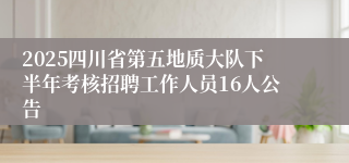 2025四川省第五地质大队下半年考核招聘工作人员16人公告