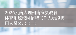 2026云南大理州南涧县教育体育系统校园招聘工作人员拟聘用人员公示(一)