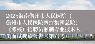 2025海南儋州市人民医院(儋州市人民医院医疗集团总院)(考核)招聘员额制专业技术人员面试成绩公告(第六号)