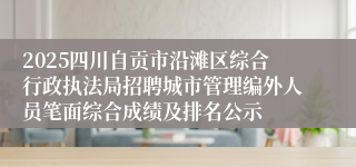 2025四川自贡市沿滩区综合行政执法局招聘城市管理编外人员笔面综合成绩及排名公示