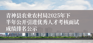 青神县农业农村局2025年下半年公开引进优秀人才考核面试成绩排名公示