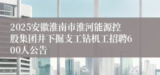 2025安徽淮南市淮河能源控股集团井下掘支工钻机工招聘600人公告