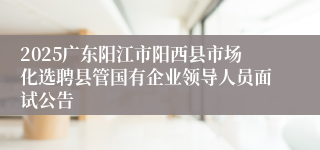 2025广东阳江市阳西县市场化选聘县管国有企业领导人员面试公告
