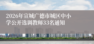 2026年宣城广德市城区中小学公开选调教师33名通知