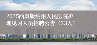 2025西双版纳州人民医院护理见习人员招聘公告（23人）
