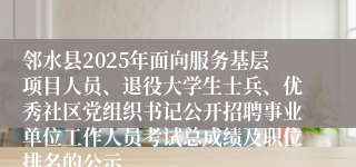 邻水县2025年面向服务基层项目人员、退役大学生士兵、优秀社区党组织书记公开招聘事业单位工作人员考试总成绩及职位排名的公示