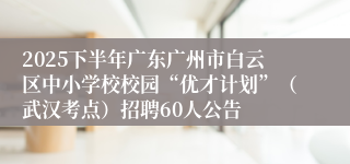 2025下半年广东广州市白云区中小学校校园“优才计划”（武汉考点）招聘60人公告