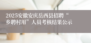 2025安徽安庆岳西县招聘“乡聘村用”人员考核结果公示