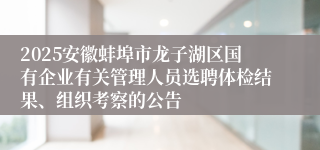 2025安徽蚌埠市龙子湖区国有企业有关管理人员选聘体检结果、组织考察的公告